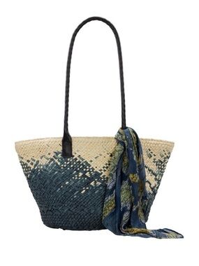 NWT Patricia Nash Calypso Leather & Woven Straw Tote  Purse Handbag